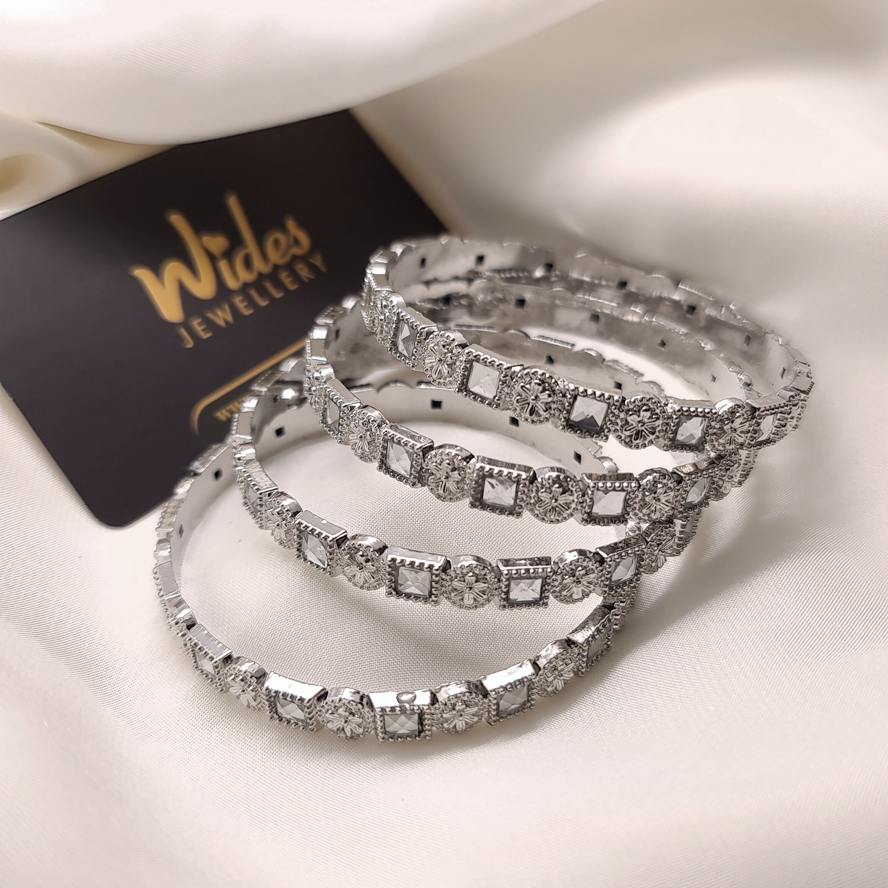 Silver 4 Pcs Bangles for Girls/Women