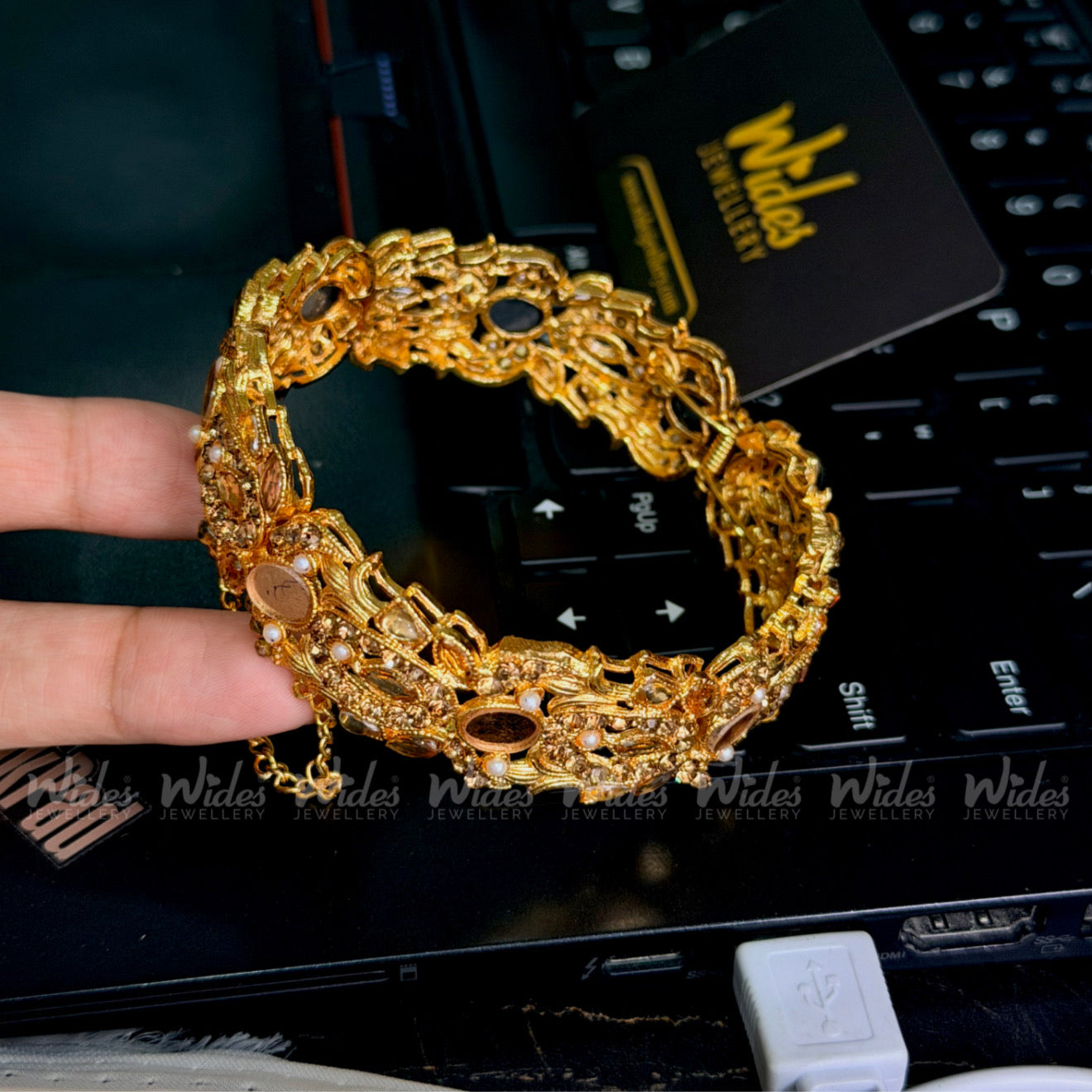 Golden Flora Antique Kara/Bangle for Girls/Women