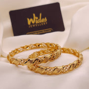 Beautiful Fancy Design Gold Plated Openable 2pc Bangles for Girls/Women