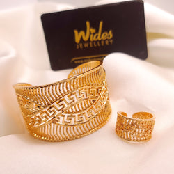 Gold-Plated Openable Kara with Matching Ring