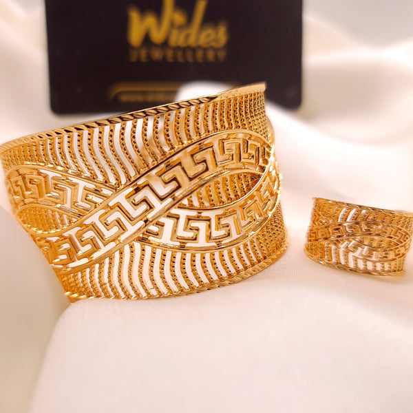 Gold-Plated Openable Kara with Matching Ring