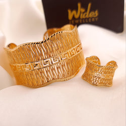 Golden-Plated Openable Kara with Matching Ring