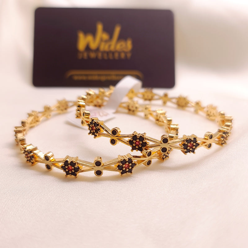 Black Stone Golden Bangles for Girls/Women