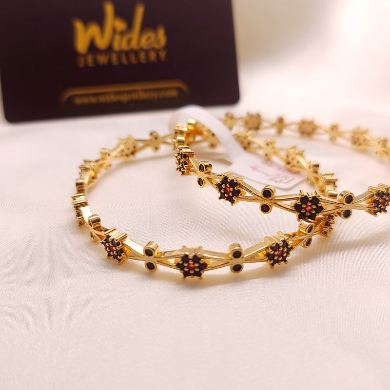 Black Stone Golden Bangles for Girls/Women