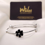 Elegant Flower Design Silver Bracelet for Girls/Women