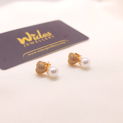 Pave Heart Pearl Tops/Studs for Girls/Women