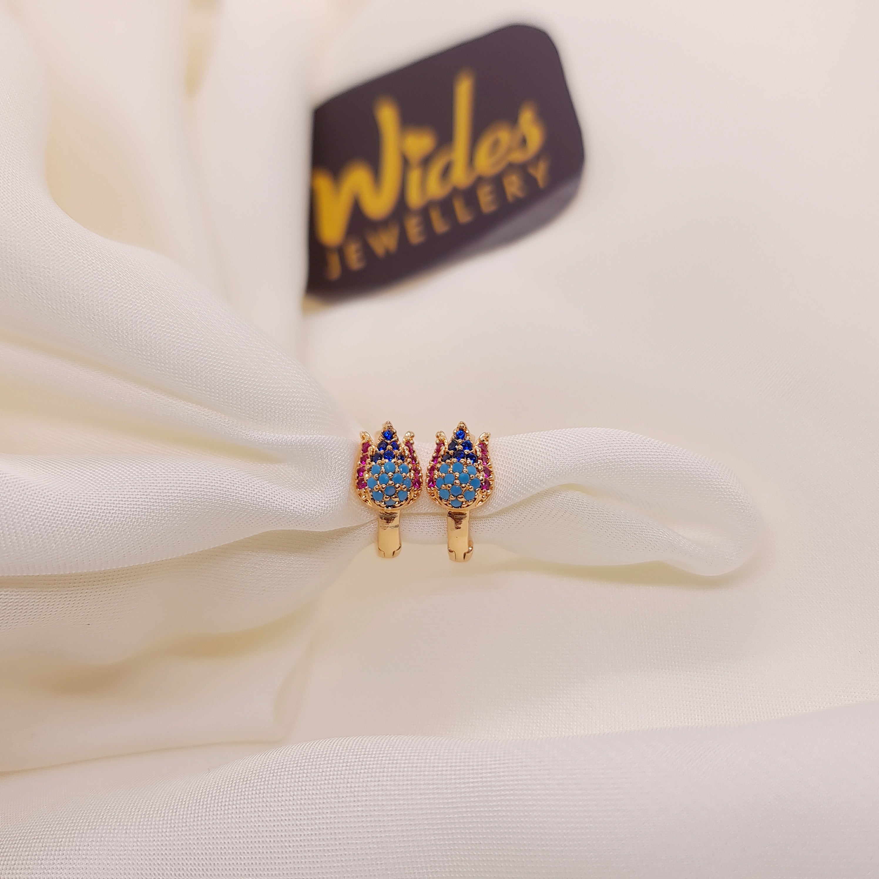 Fancy Design Golden Multicolor Stones Earrings For Girls/women.