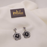 Floral Design Fancy Black And Silver Earrings for Girls/Women
