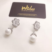 Pearl Blossom Drop Earrings for Girls/Women