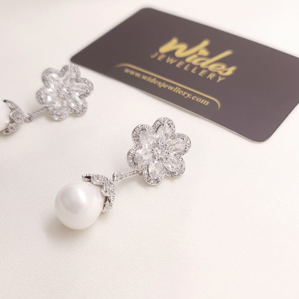Pearl Blossom Drop Earrings for Girls/Women