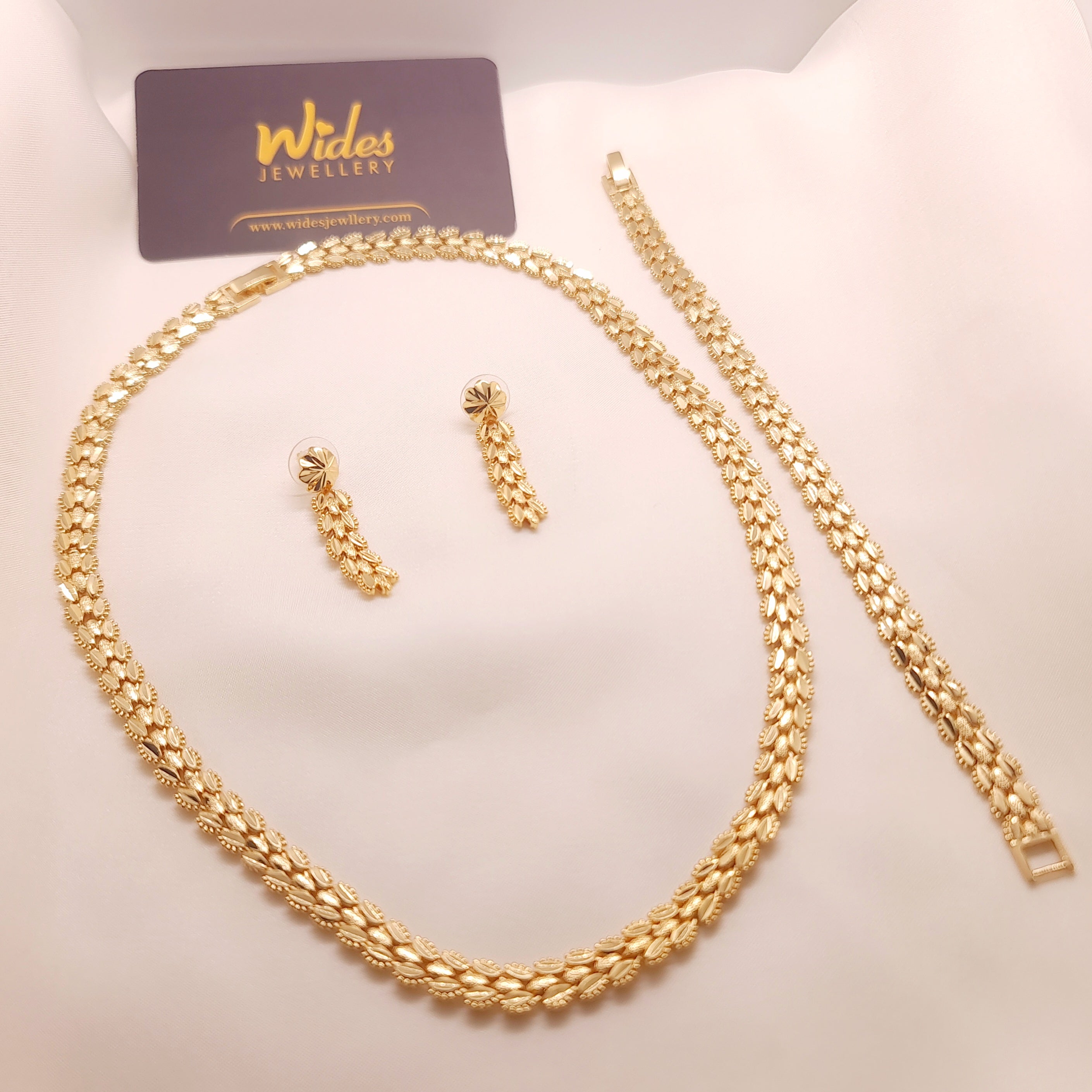 Gold-Plated Braided Link Jewelry Set