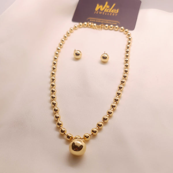 Gold-Plated Round Bead Necklace Set