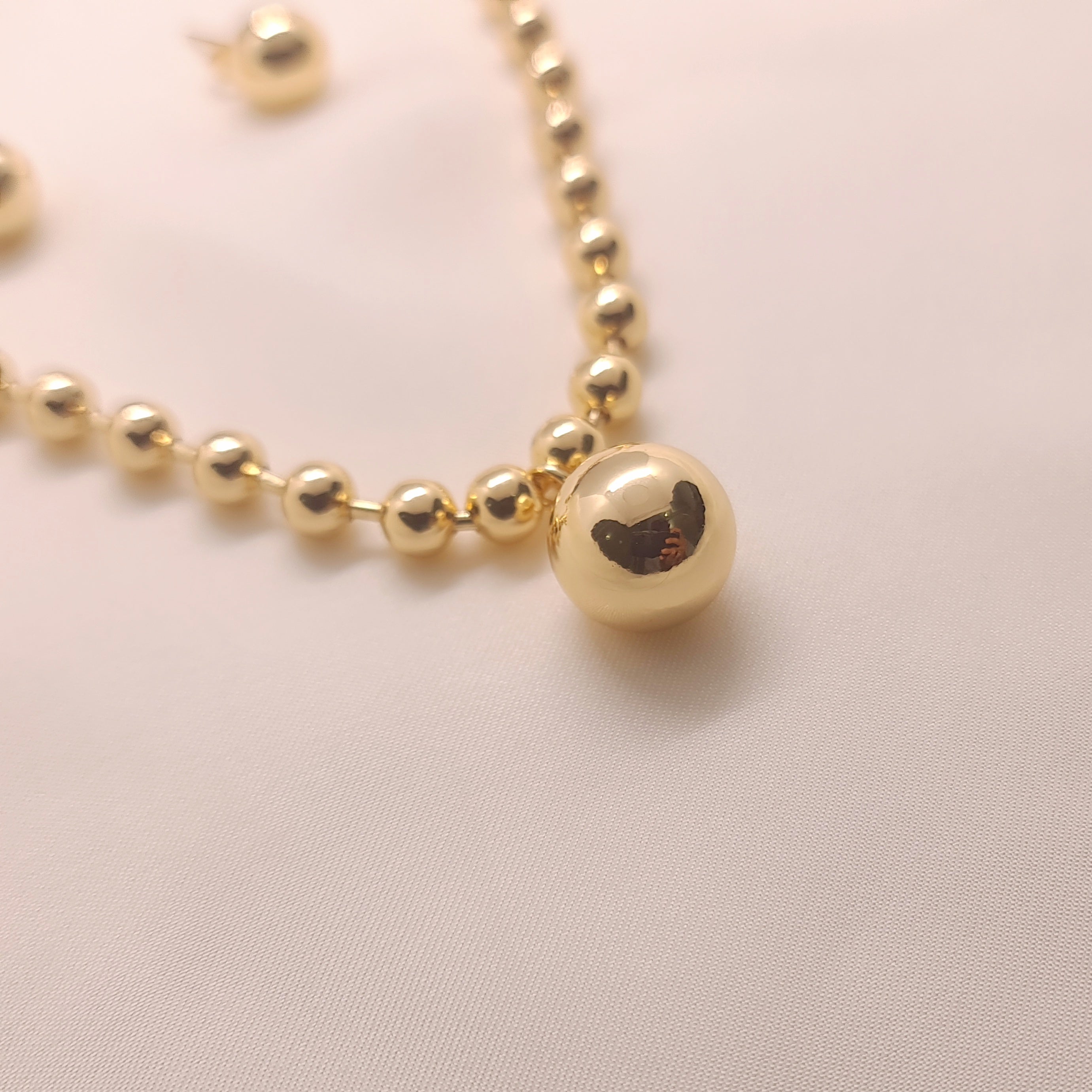 Gold-Plated Round Bead Necklace Set