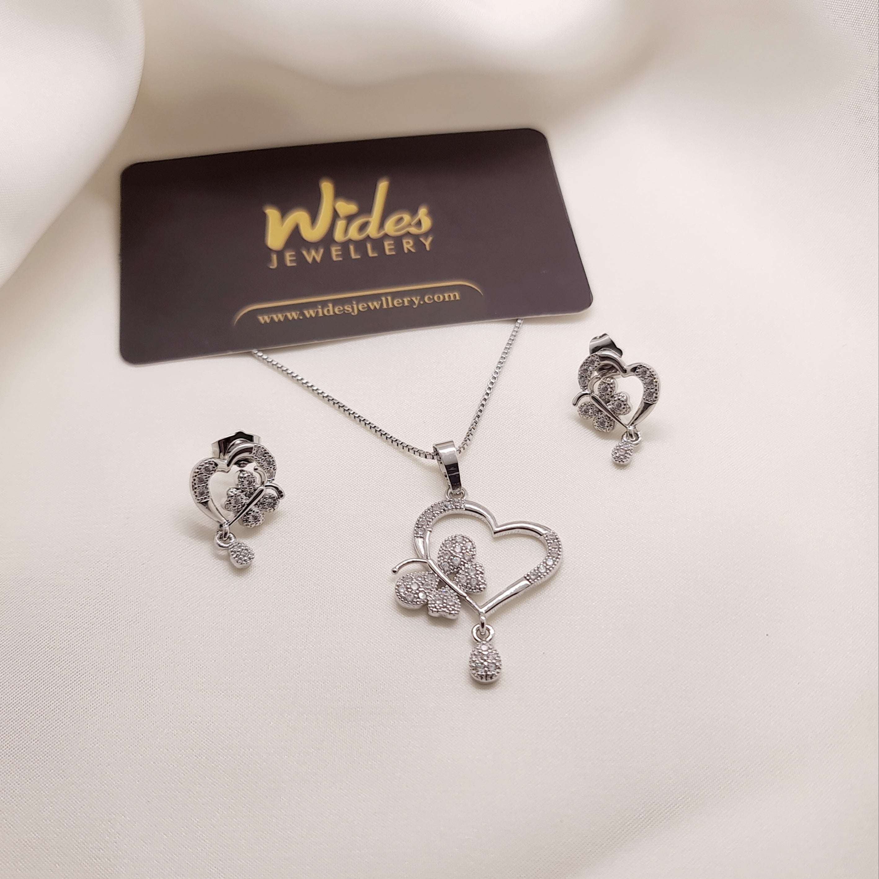Heart & Butterfly Silver Locket Set for Girls/Women