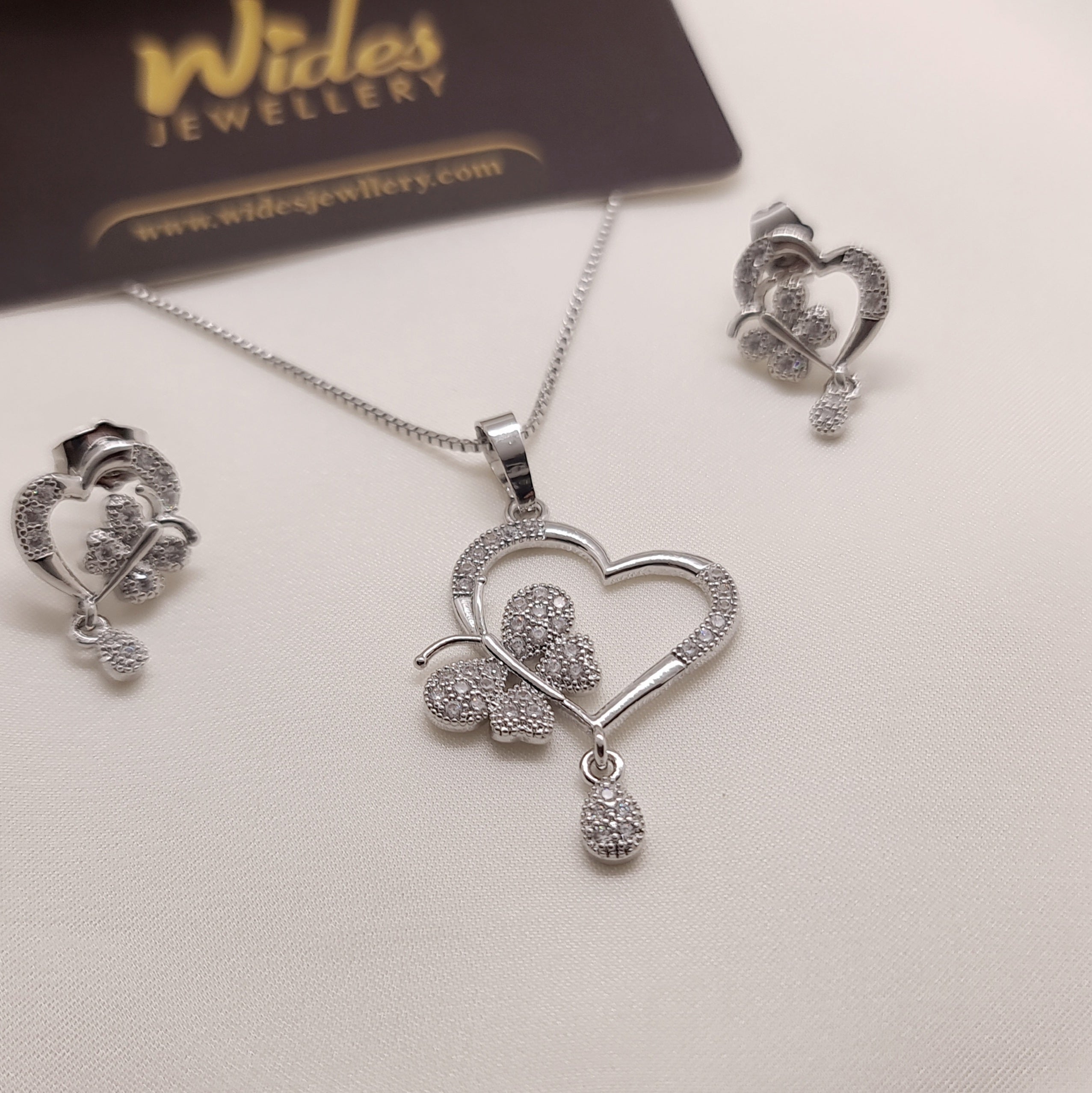 Heart & Butterfly Silver Locket Set for Girls/Women