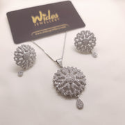 Sunburst Sparkle Silver Locket Set for Girls/Women