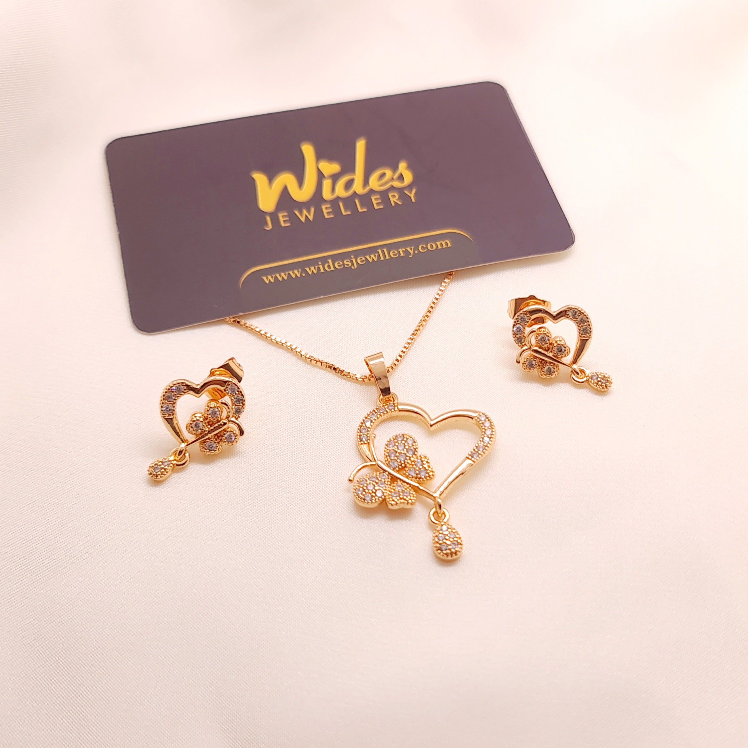 Heart & Butterfly Golden Locket Set for Girls/Women