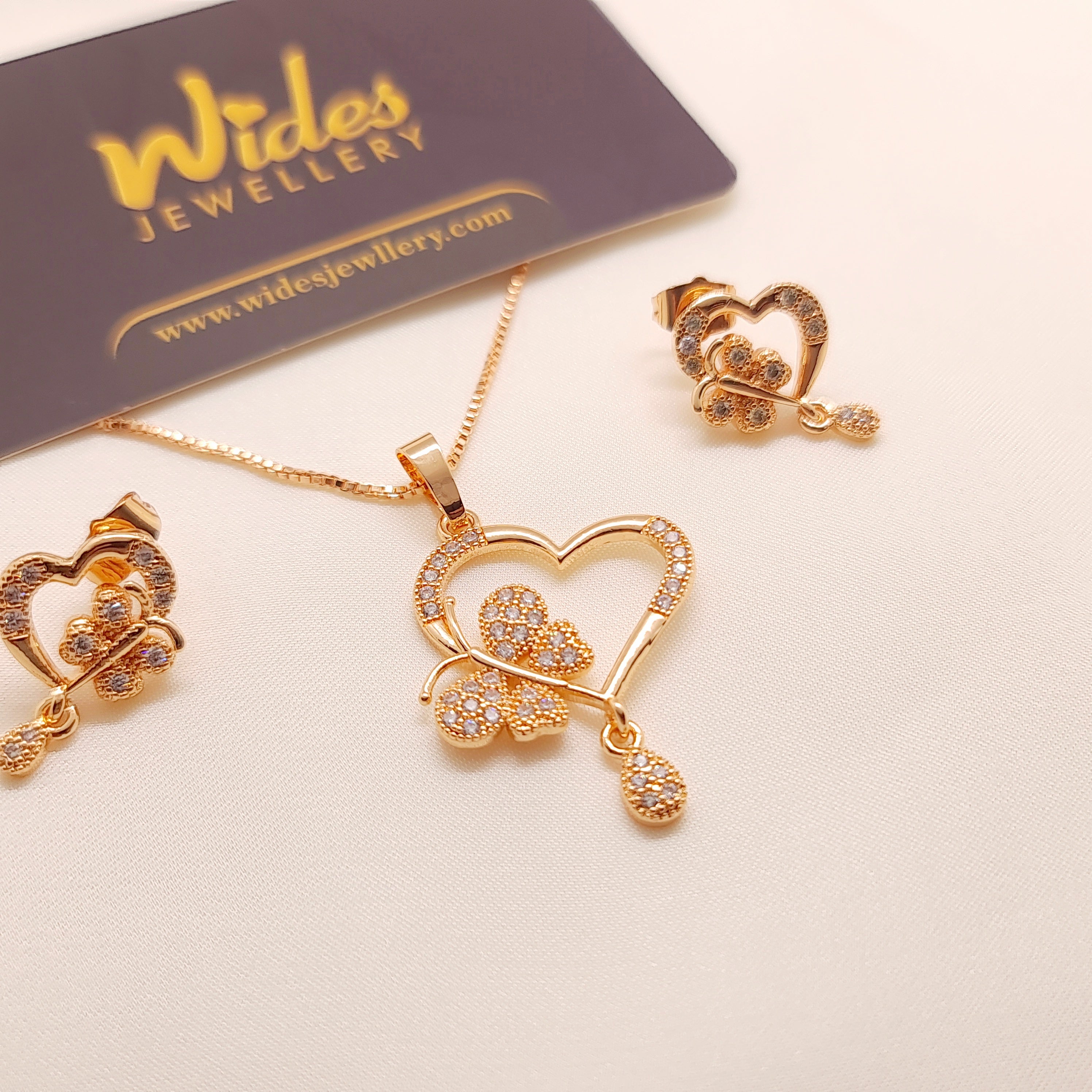Heart & Butterfly Golden Locket Set for Girls/Women