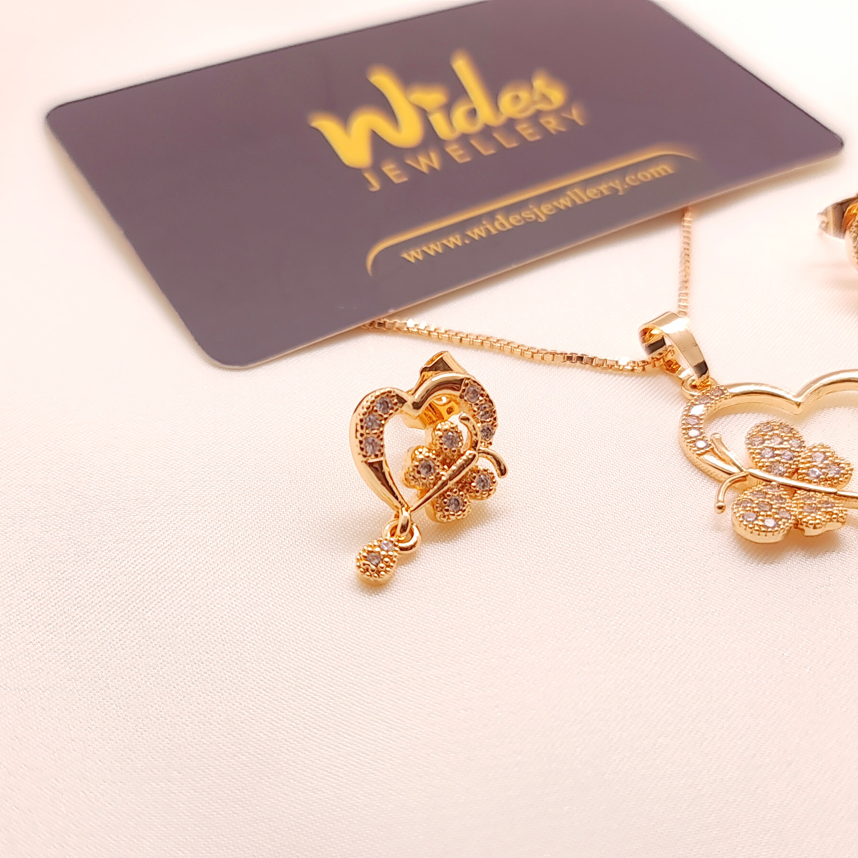 Heart & Butterfly Golden Locket Set for Girls/Women