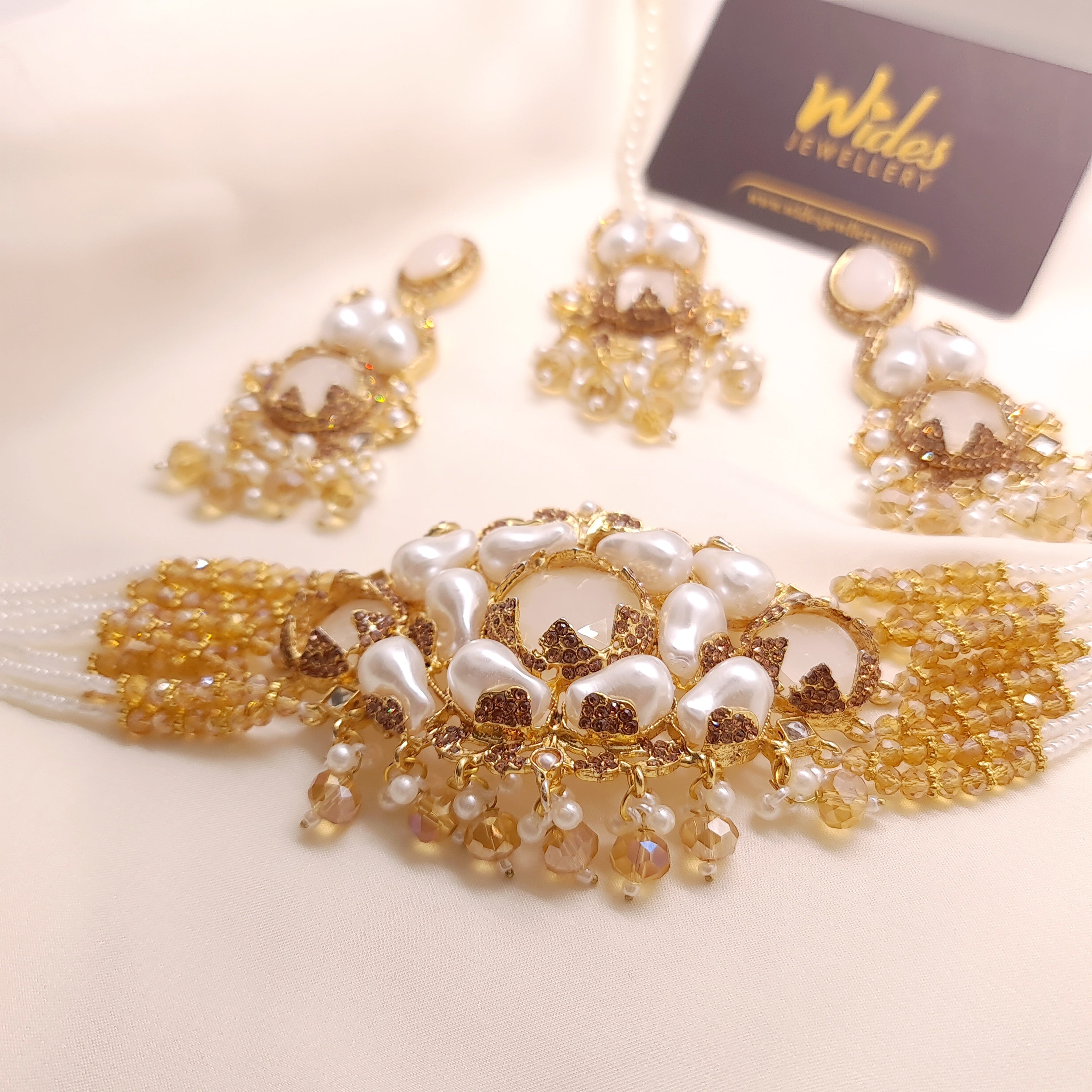 Pearl Cascade Choker Set for Girls/Women