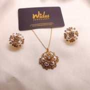 Diamond Petal Cluster Locket Set for Girls/Women