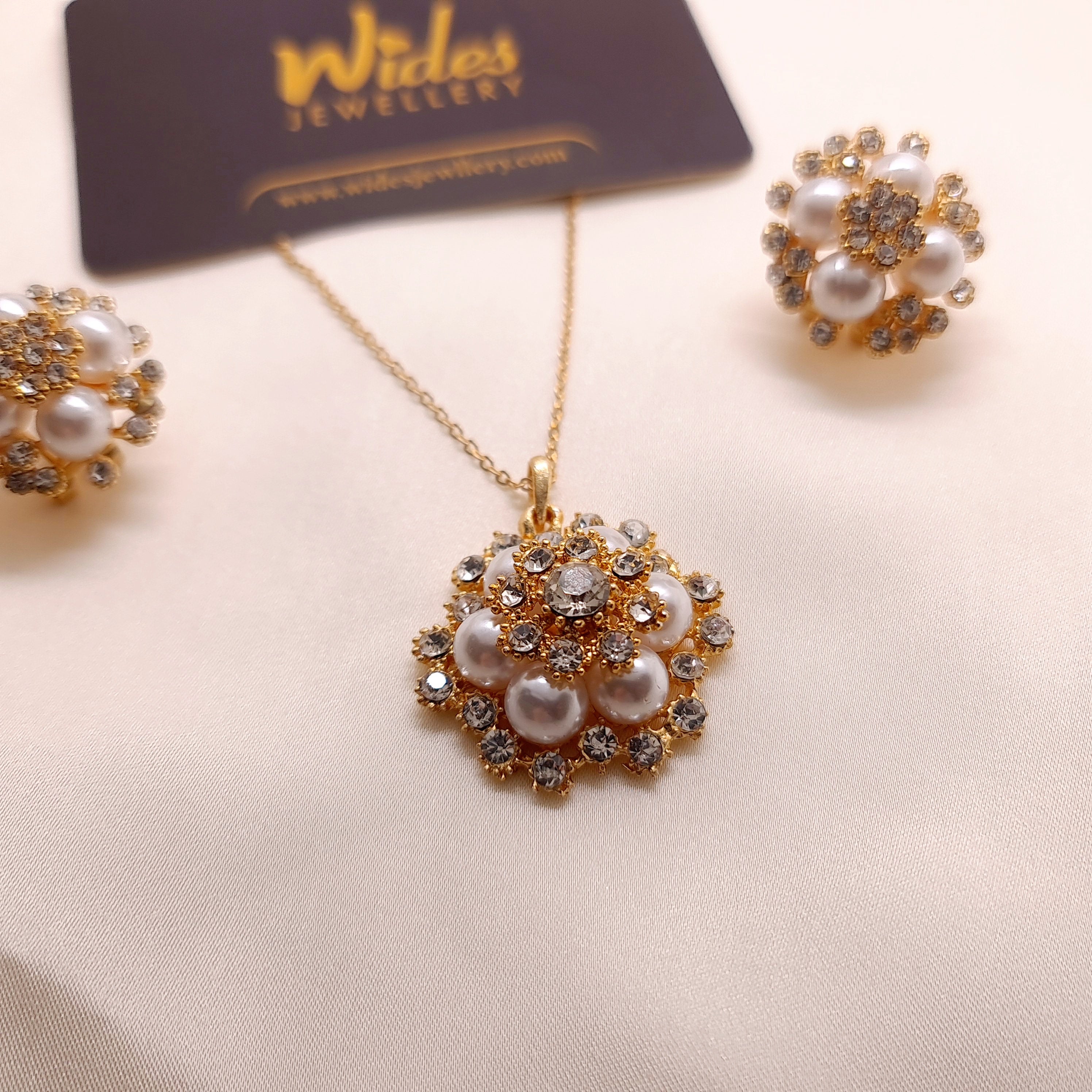 Diamond Petal Cluster Locket Set for Girls/Women