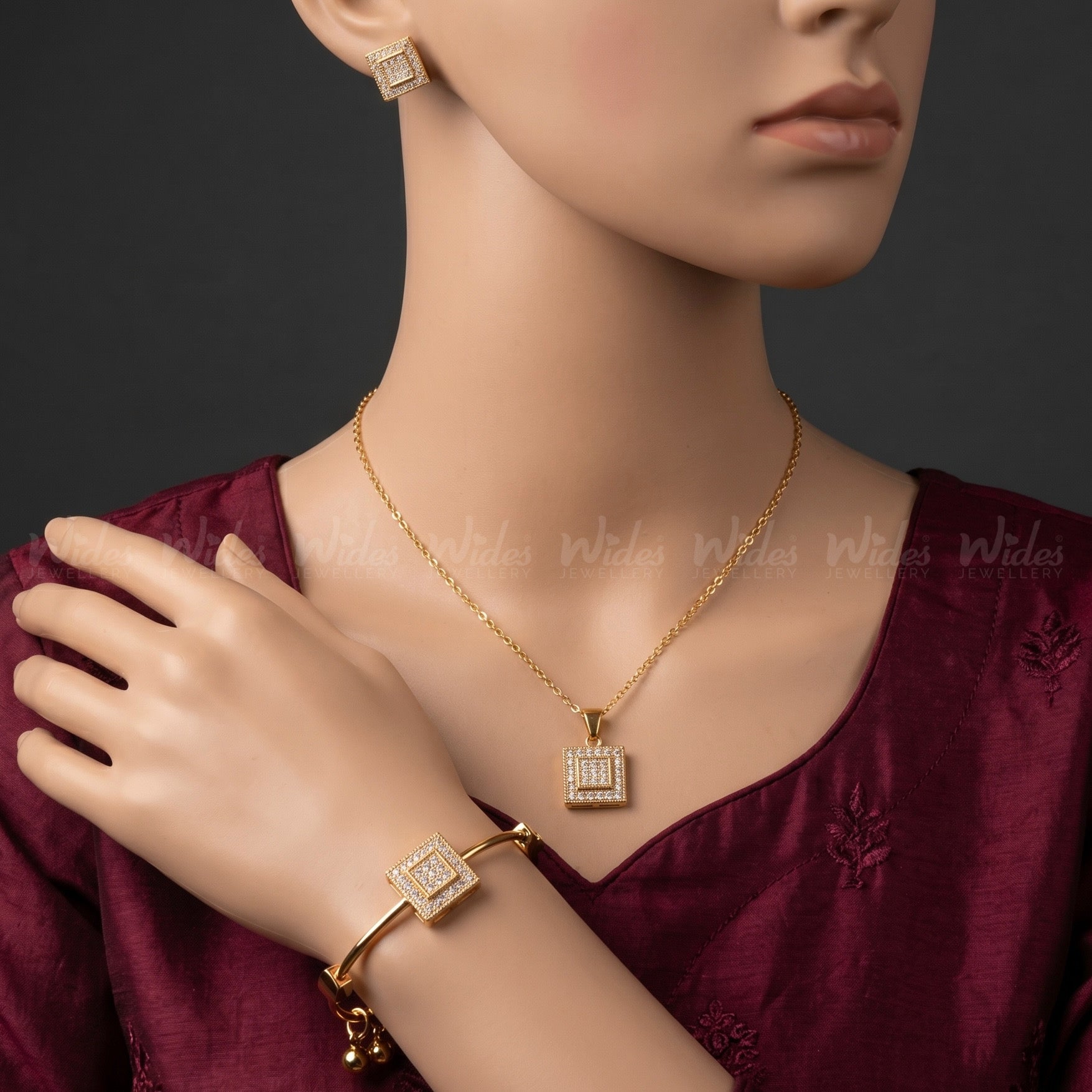 Radiant Square Locket Set for Girls/Women