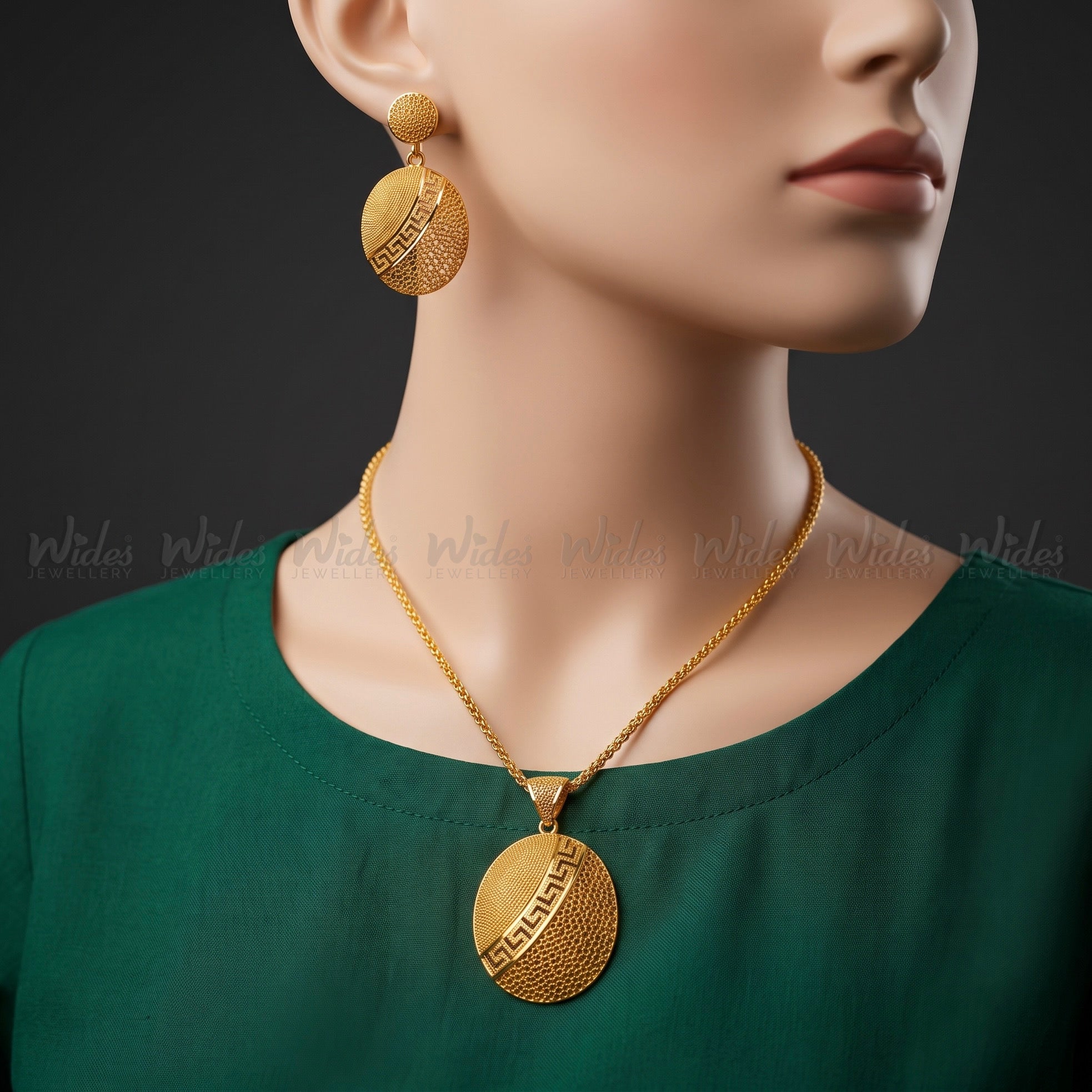 Greek Key Mesh Locket Set for Girls/Women