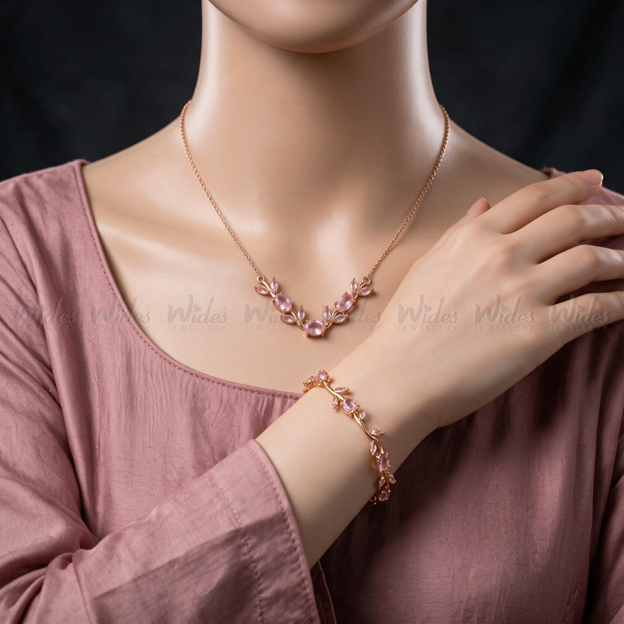 Trending Tulip Bracelet & Necklace Set for Girls/Women