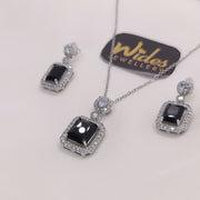 Luminous Design Black And white Crystal Stones Silver Plated Necklace Set for Girls/Women