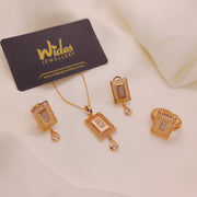 Unique Beautiful Square Design Golden Locket/Necklece Set for Girls/Women