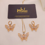 New Treditional Buterfly Design Golden & Silver Locket/Necklace Set for Girls/Women