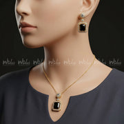 Ruby Black Square Locket Set for Girls/Women