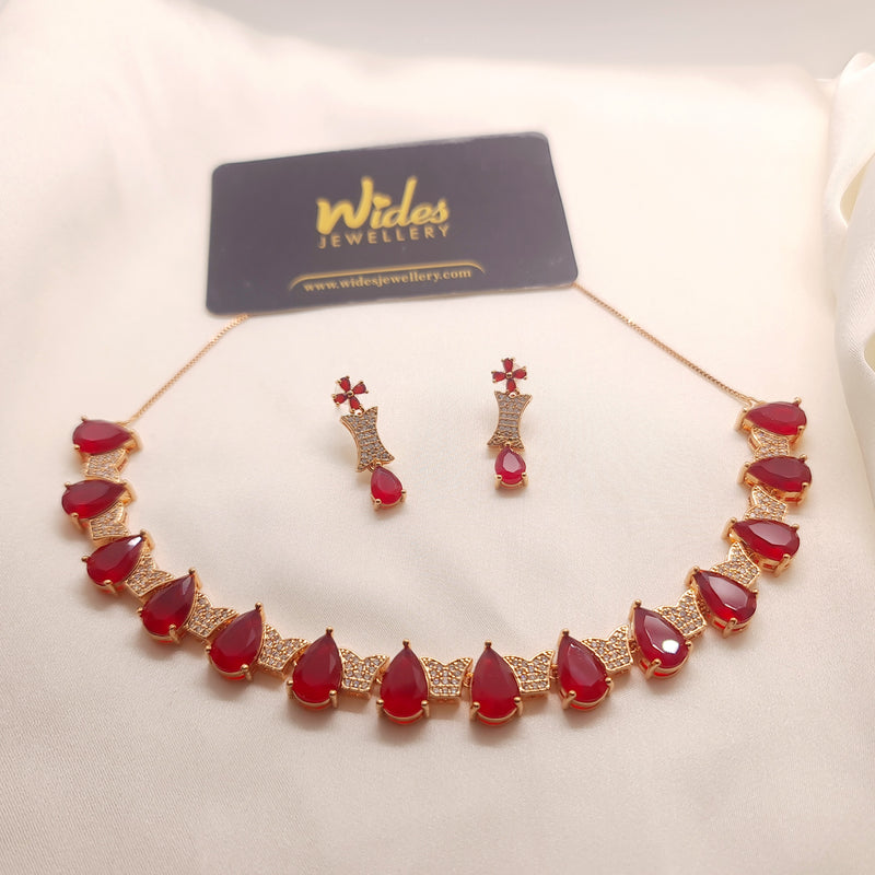 Majestic Maroon Stones Radiance Necklace Set