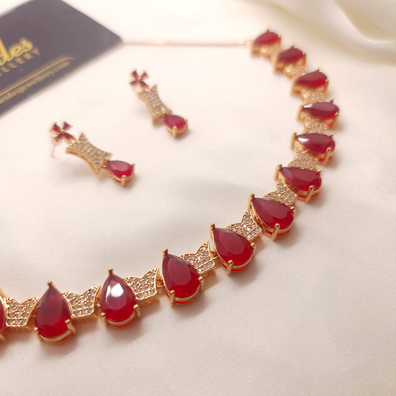 Majestic Maroon Stones Radiance Necklace Set