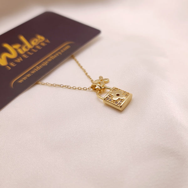 Lock Design Golden Locket Chain for Girls/Women