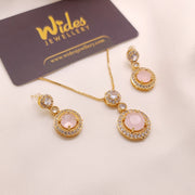 Cute Circle Stone Locket Set for Girls/Women