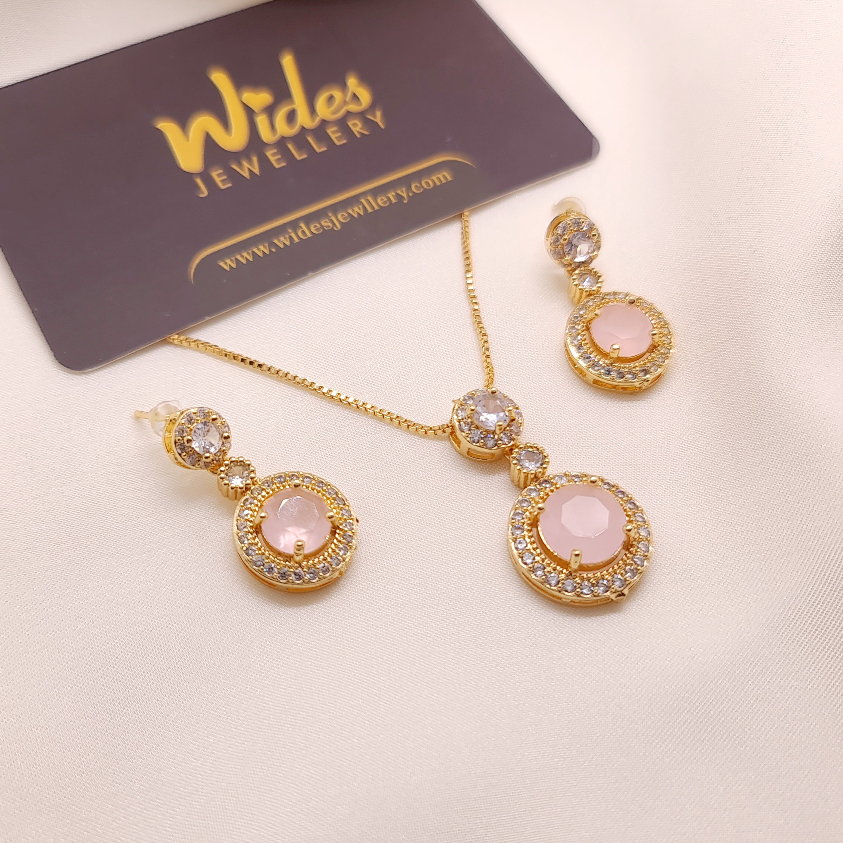 Cute Circle Stone Locket Set for Girls/Women