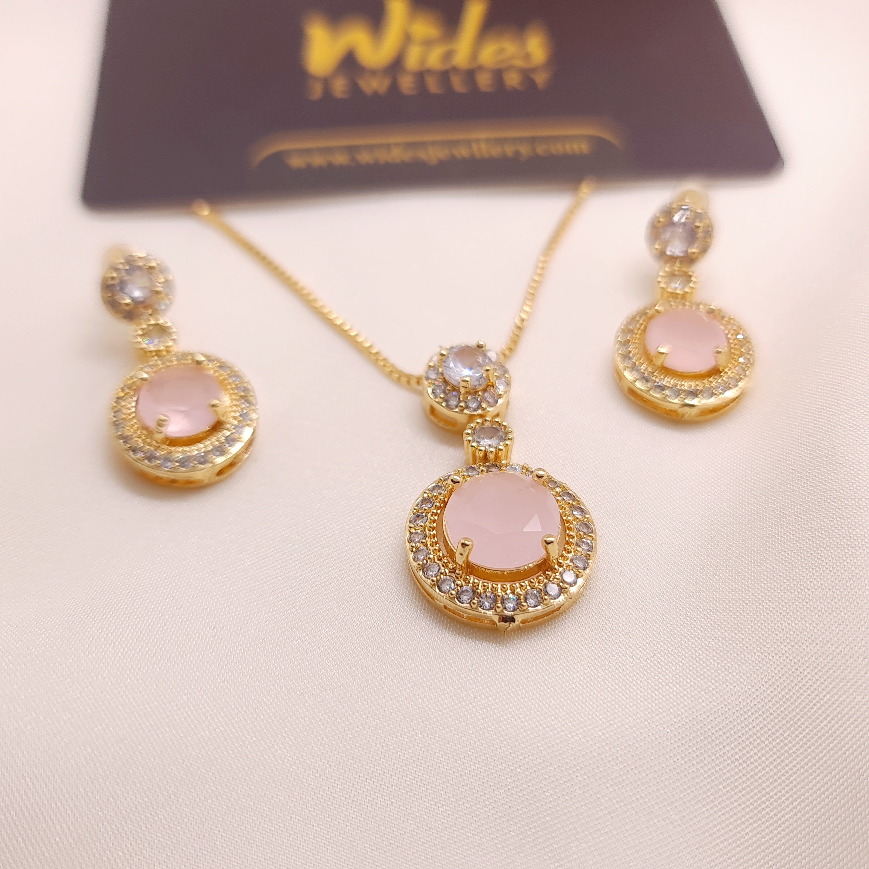 Cute Circle Stone Locket Set for Girls/Women