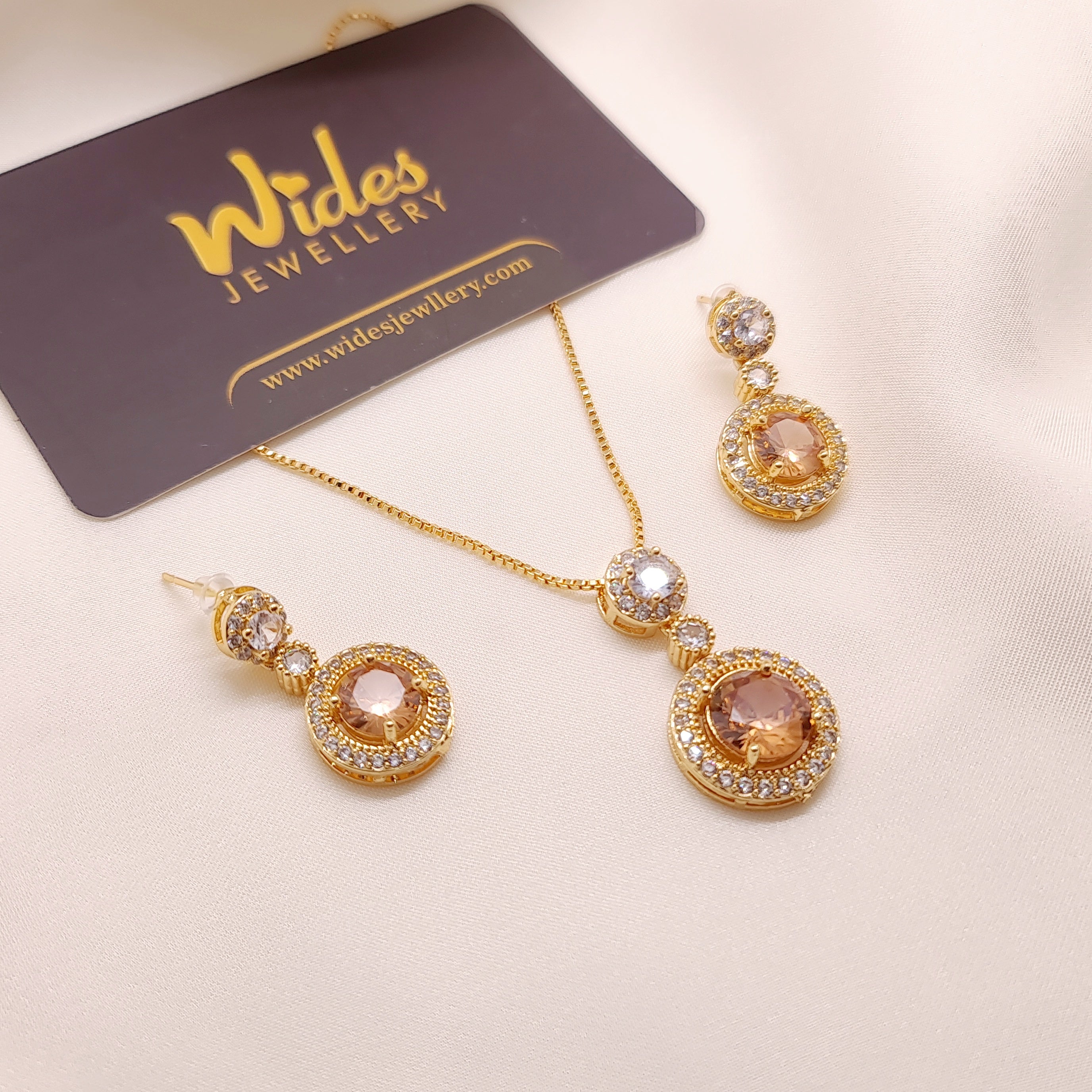 Cute Circle Stone Locket Set for Girls/Women