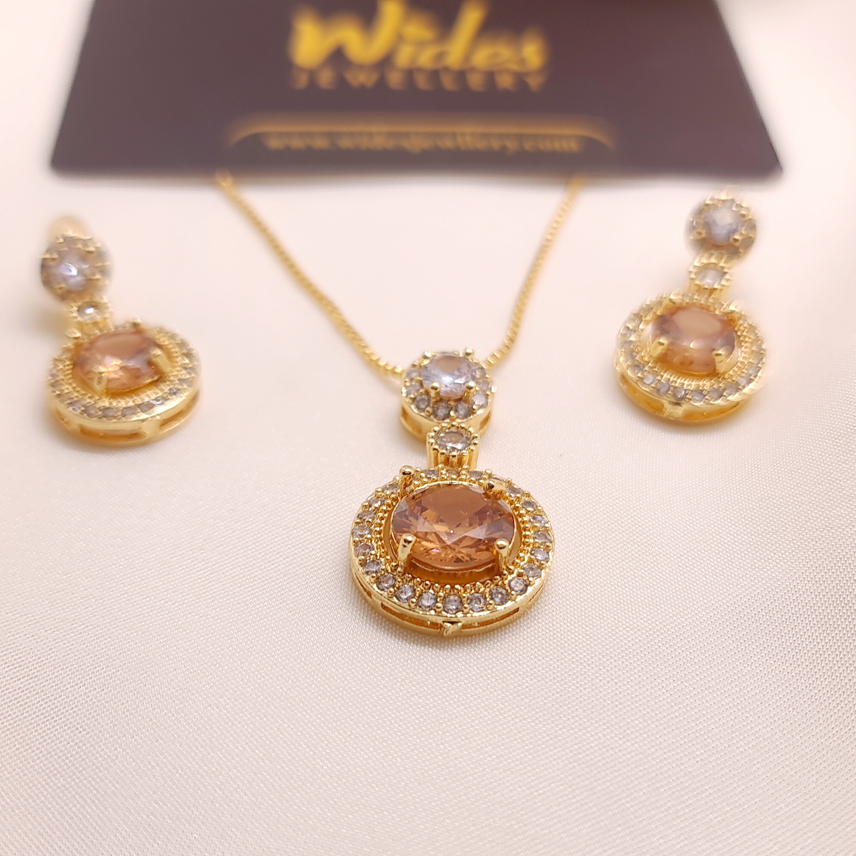 Cute Circle Stone Locket Set for Girls/Women