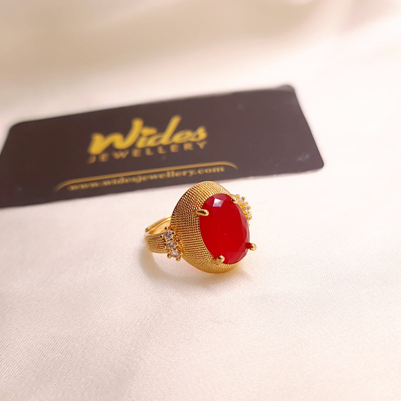 Luxurious Stone Ring with Gold-Plated Band for Girls/Women