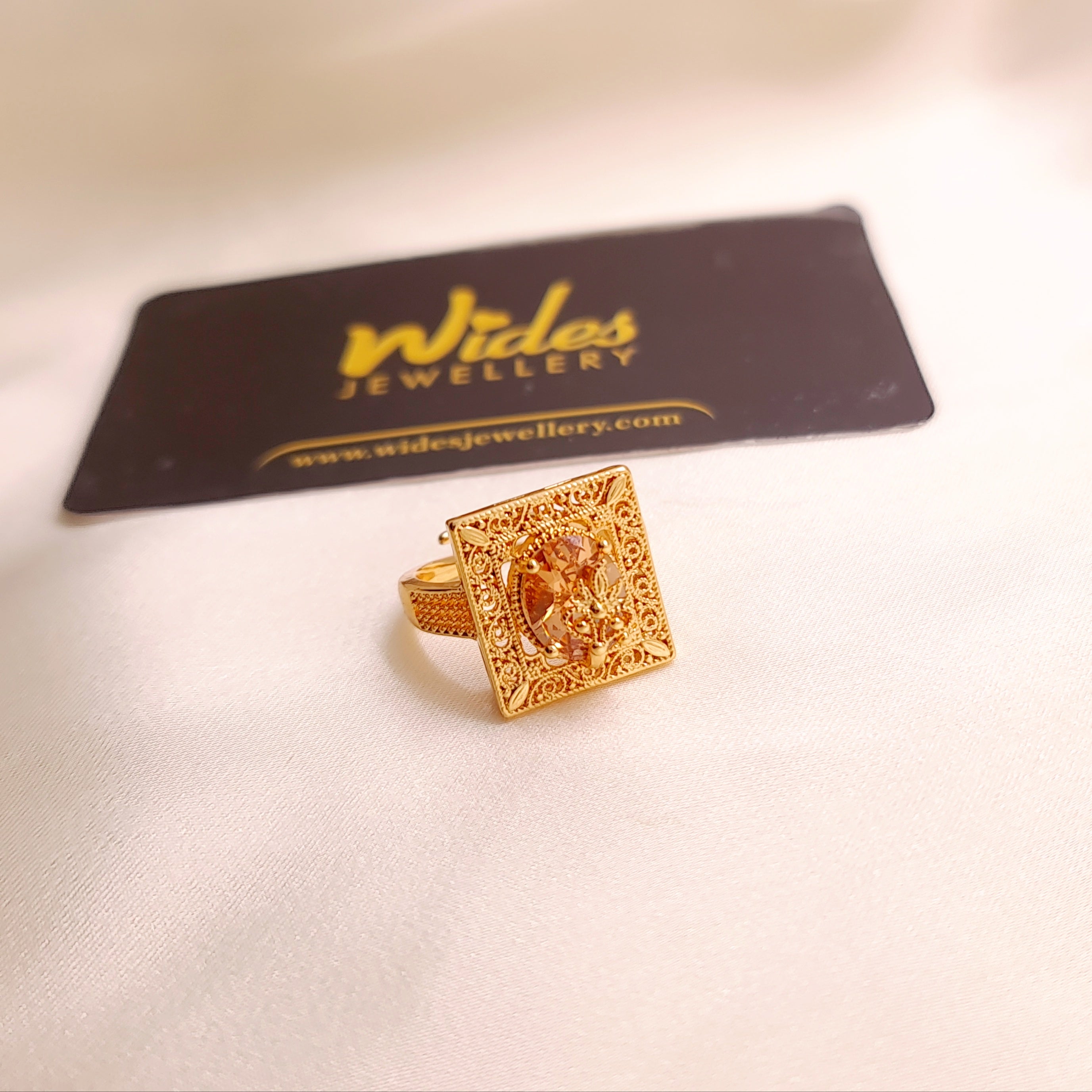 Gold-Plated Stone Ring for Girls/Women