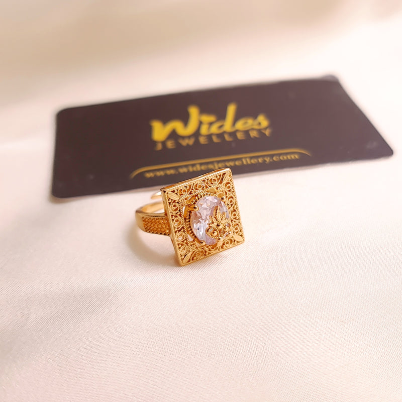 Gold-Plated Stone Ring for Girls/Women